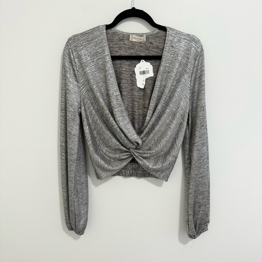 Altar'd State NWT Silver Gunmetal Twist Top